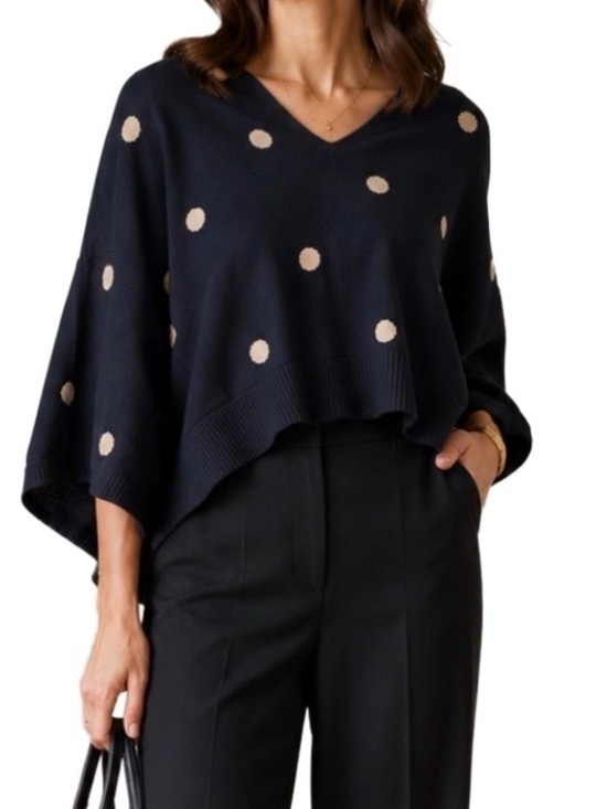 Shannon Passero Sweaters - Shannon Passero Black and Tan Polka Dot Women's Sweater